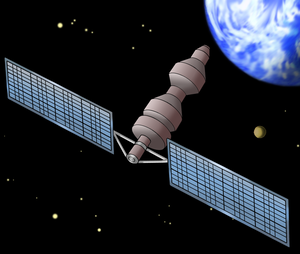 Drawing of a satellite in space